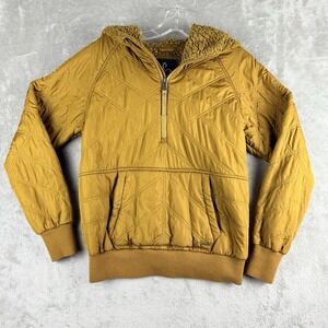 Prana Esla Pullover XS Bronze 1/2 Zip Quilted Hooded Sherpa Lined Outdoor